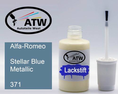 Alfa-Romeo, Stellar Blue Metallic, 371: 20ml Lackstift, von ATW Autoteile West.